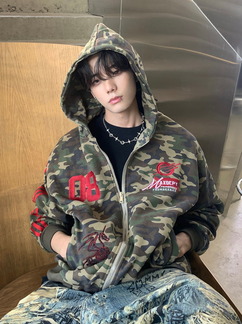 サイドライン カモフラージュジップパーカー