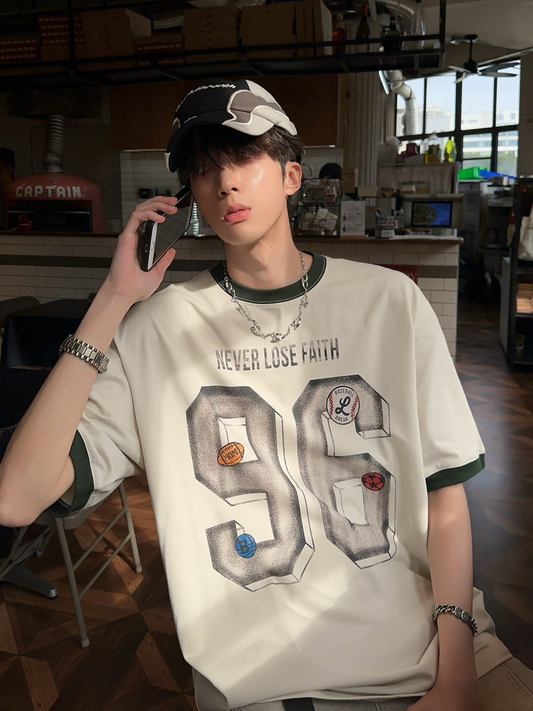 レトロ ナンバリングプリント リンガーTシャツ