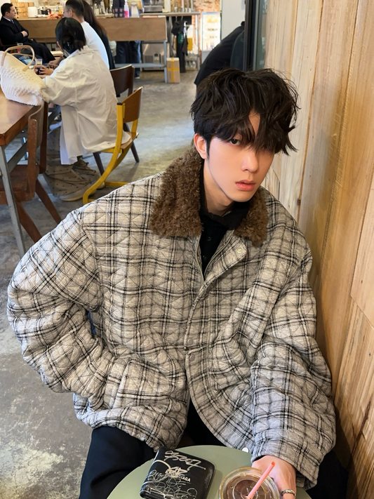 レトロチェック柄 キルティングジャケット