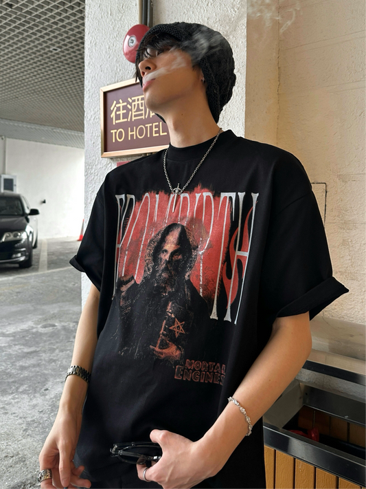モータルデザイン プリントTシャツ