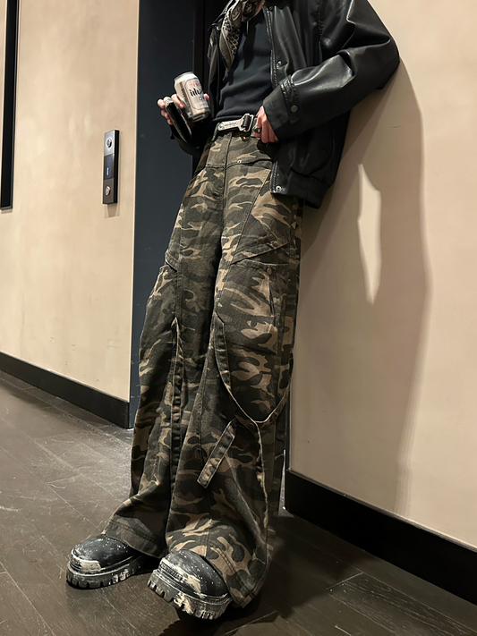 レトロ カモフラージュ迷彩 カーゴパンツ