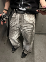 ストリート ダーティ ステンドホワイトデニムパンツ