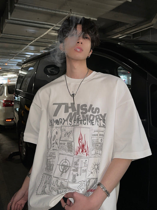 メモリアル グリッドプリントTシャツ