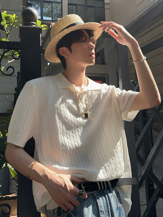 レトロ サマー ケーブルポロシャツ