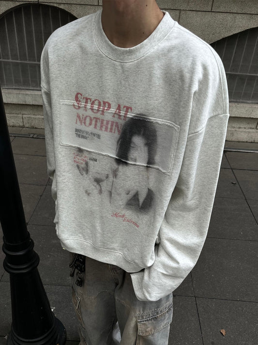 レトロ プリント ショート丈トレーナー