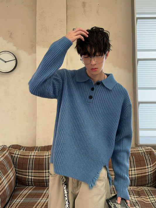 レトロ リラックス ポロニットセーター