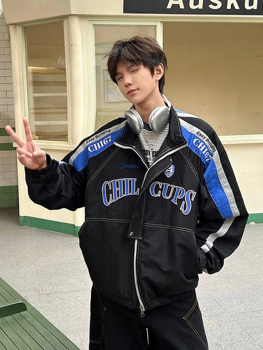 スタンドカラー レーシング トラックジャケット