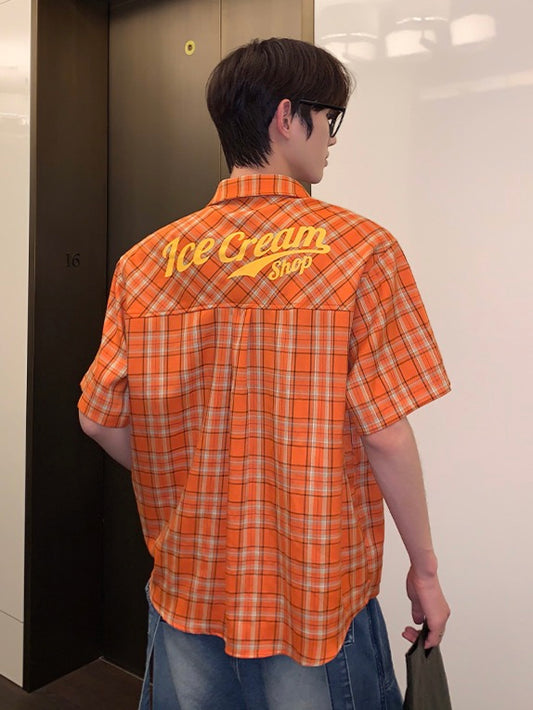 アメリカンレトロ Ice Cream チェック柄シャツ