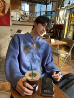 花柄 ニットジップカーディガン