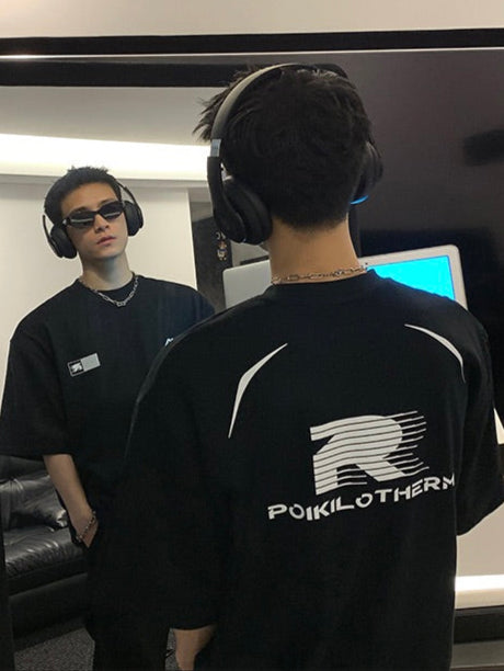 レトロ レーシングロゴ バックプリントTシャツ