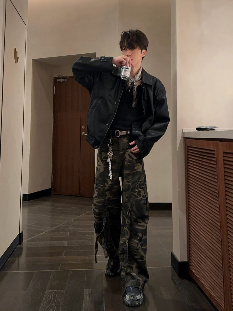 レトロ カモフラージュ迷彩 カーゴパンツ