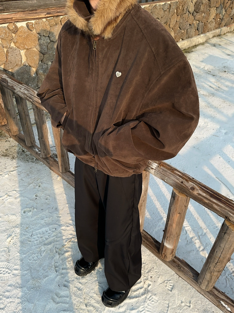 レトロ ワンポイント スエードファージャケット