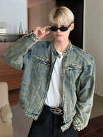 レトロウォッシュ ノーカラーデニムジャケット