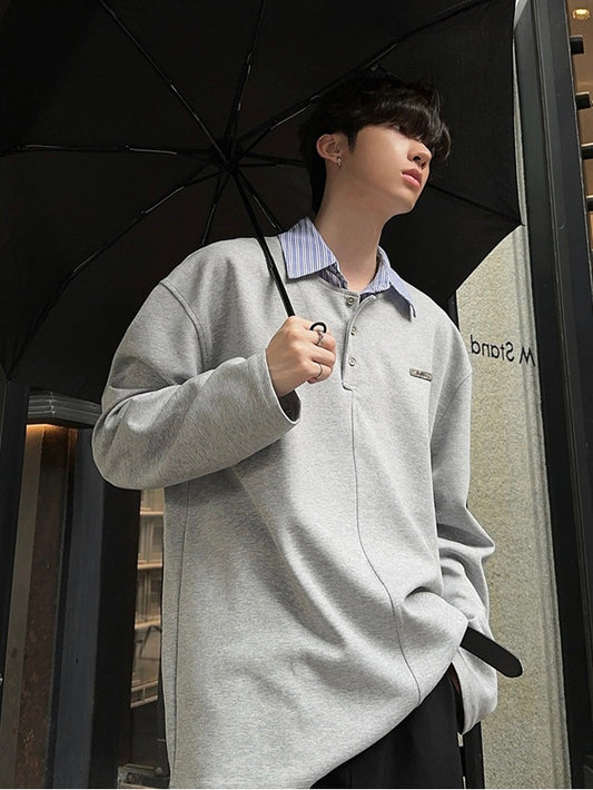 シャツ付き ハーフボタン ロングTシャツ