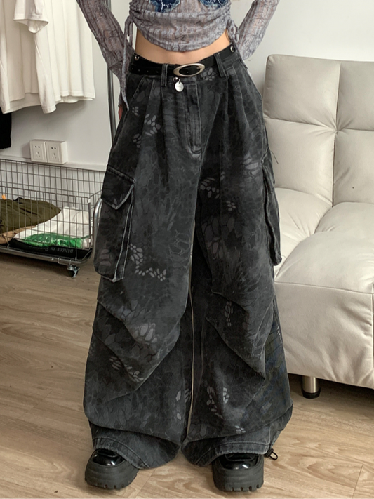 スネーク柄 バギーカーゴパンツ