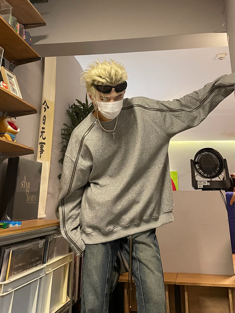 サイドジッパー スウェット トレーナー