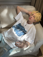刺繍デニムパッチロゴ Tシャツ