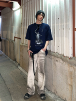 ストリート ダーティ ステンドホワイトデニムパンツ