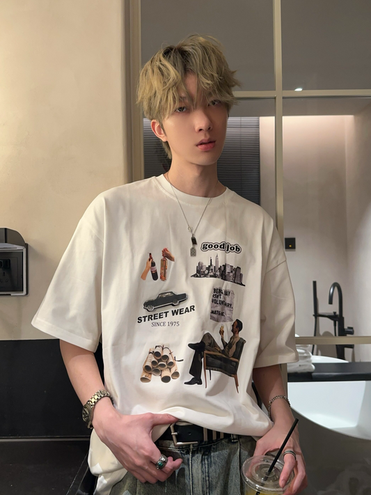 レトロ シティプリントTシャツ