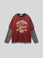 アメリカンレトロプリント レイヤードロングTシャツ