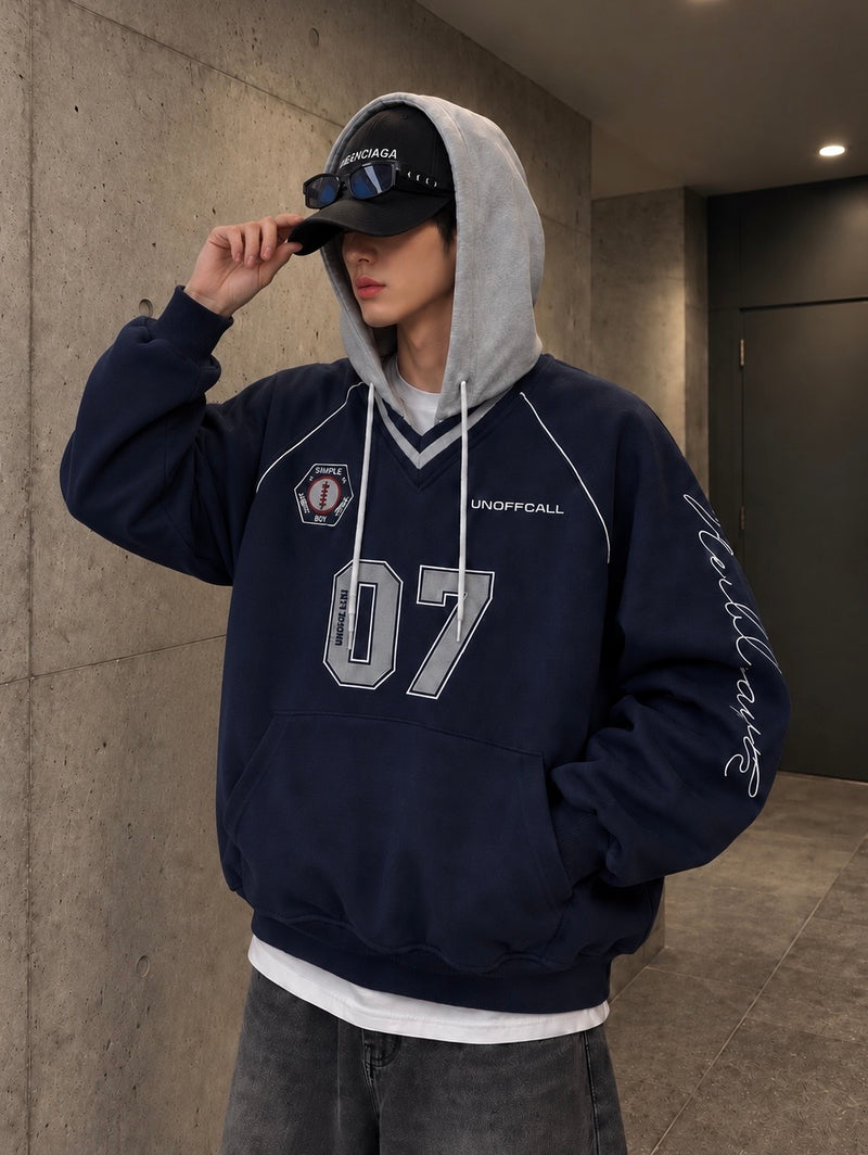 07 フード付き Vネック スウェットゲームシャツ
