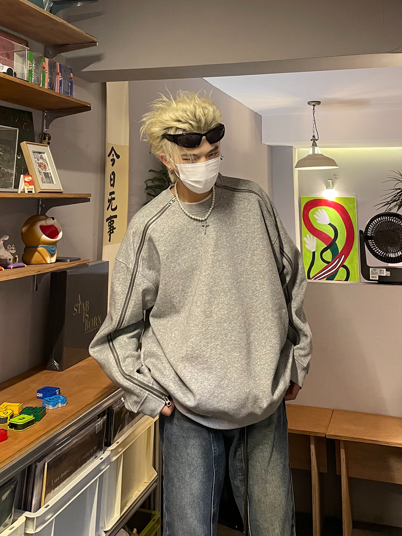 サイドジッパー スウェット トレーナー