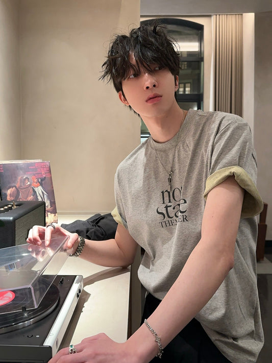 レトロ コントラストスリーブTシャツ