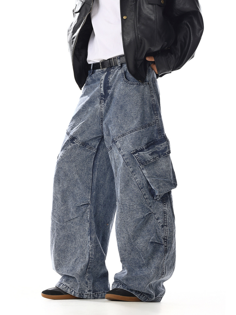 ポケット バレルレッグ カーゴデニムパンツ