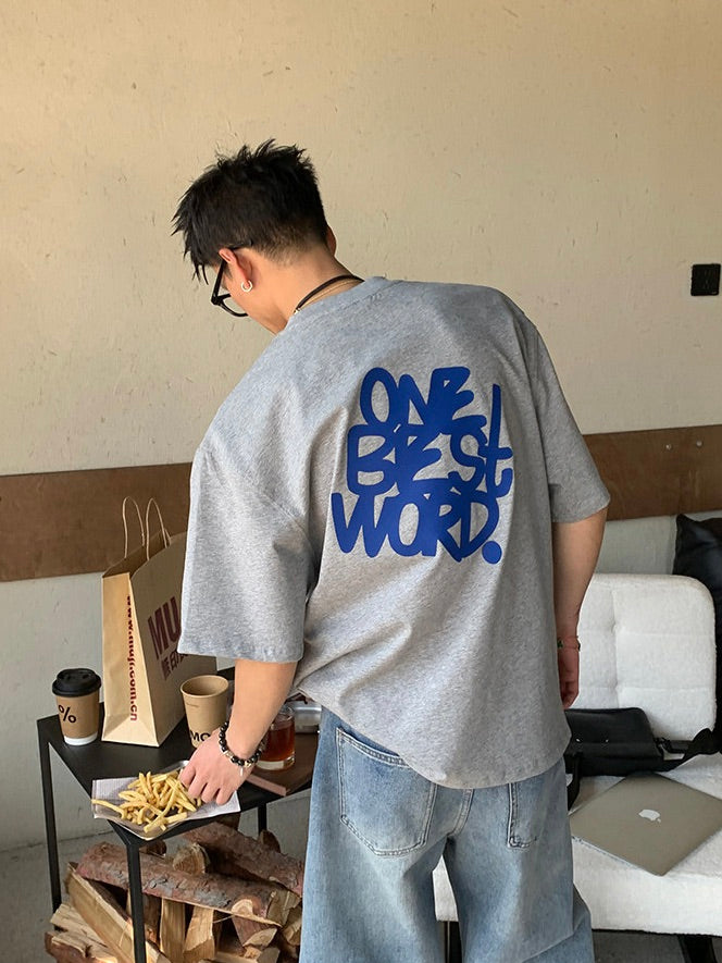 バックプリント 立体オフセットペイントTシャツ