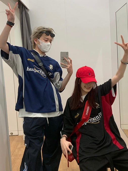 刺繍パッチ ライン ゲームTシャツ