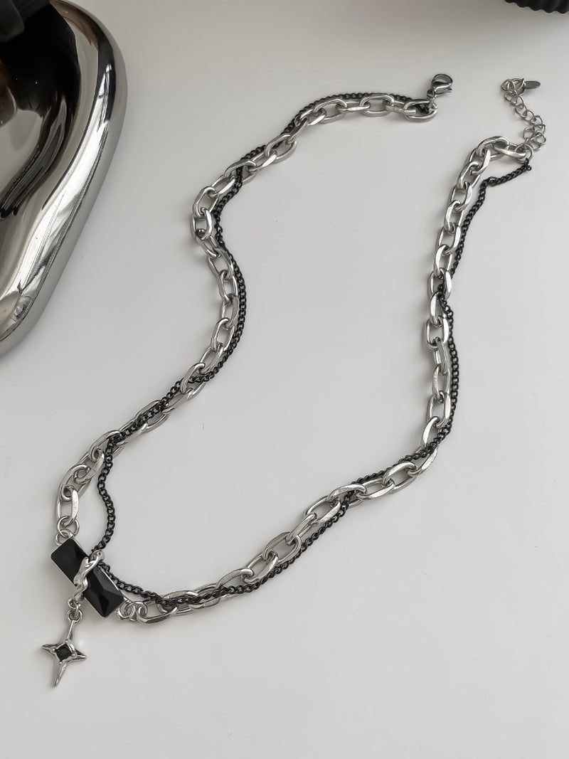 ダークチェーン ダブルレイヤーネックレス