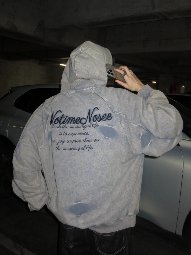 レトロ レタリングプリーツ刺繍パーカー