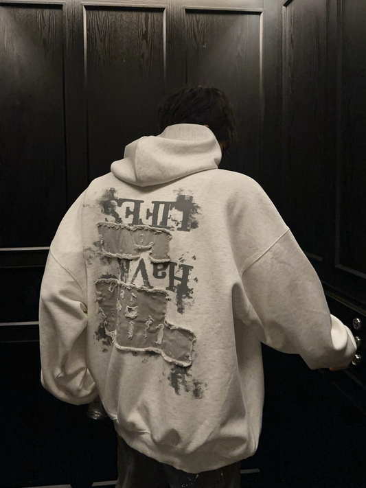 バックプリント 刺繍パッチ オーバーフーディー