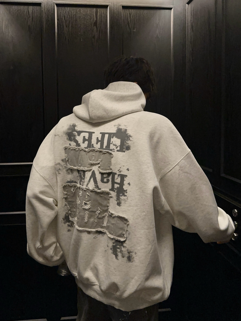 バックプリント 刺繍パッチ オーバーフーディー