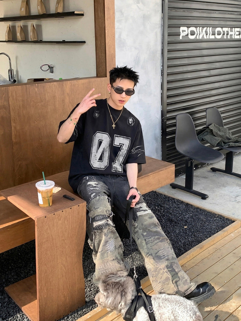 レトロ 07ナンバリング ウォッシュTシャツ