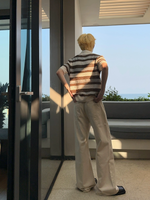 レトロ ストライプ メッシュニットポロシャツ