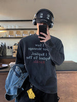 ラウンドネック レタリング ロングTシャツ