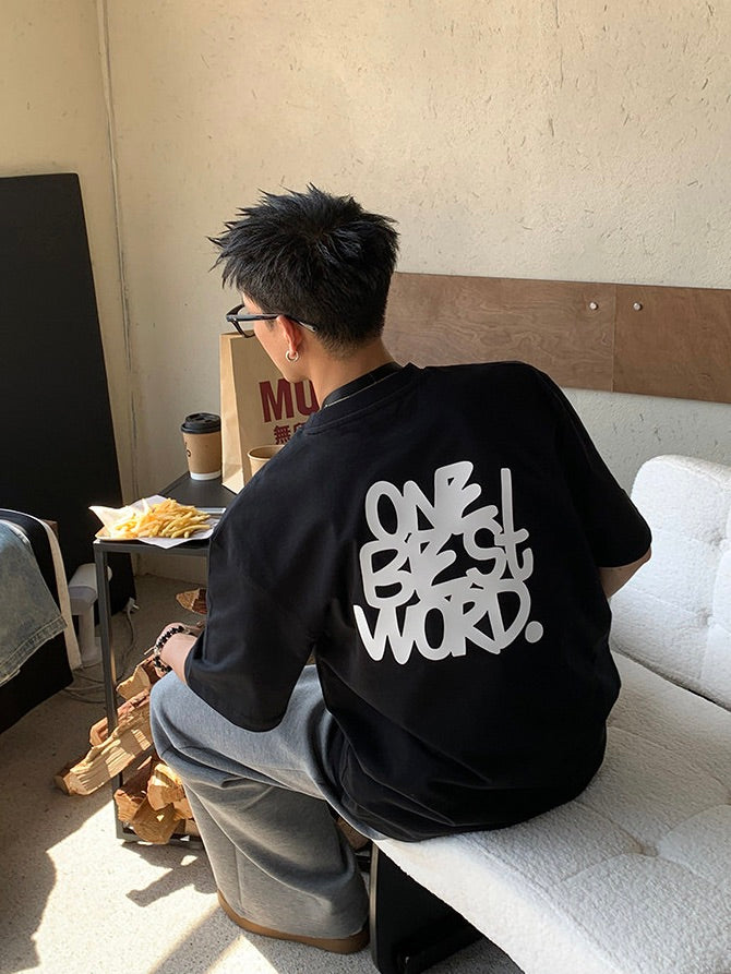 バックプリント 立体オフセットペイントTシャツ