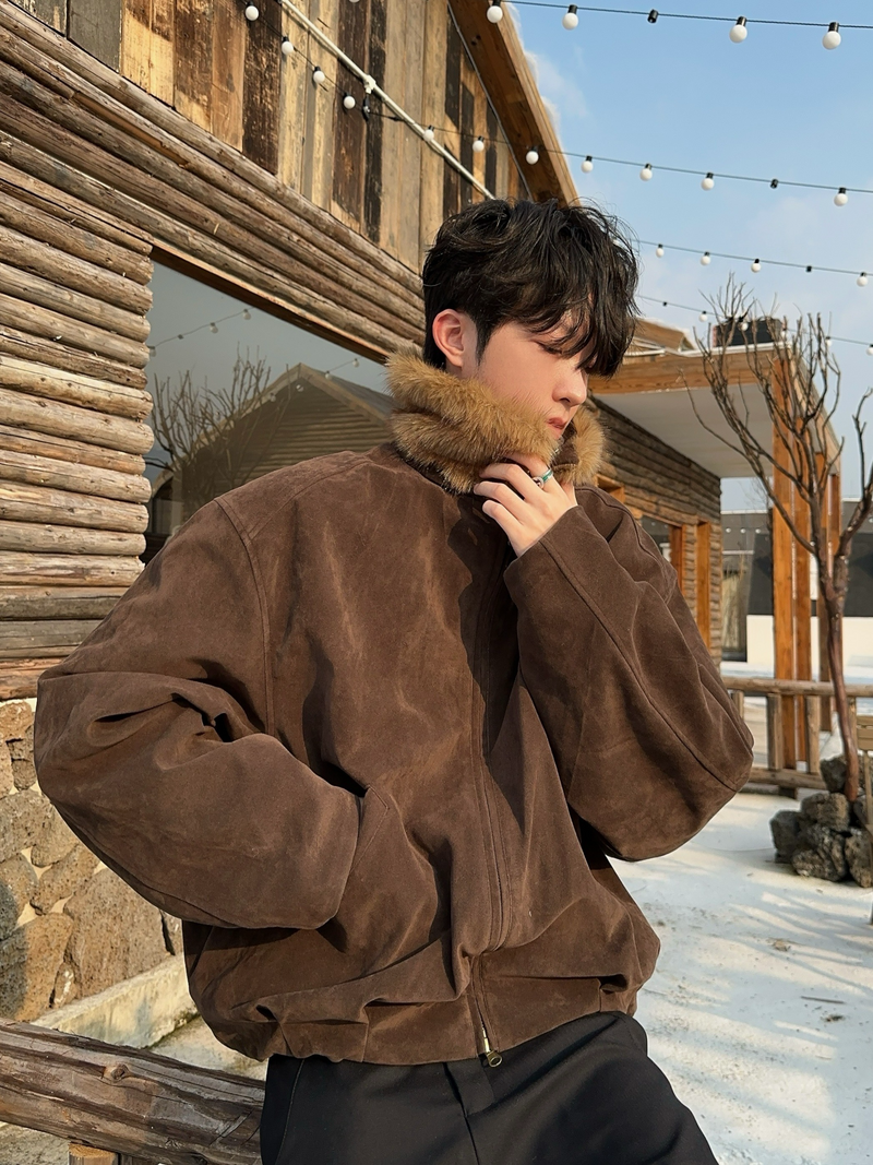 レトロ ワンポイント スエードファージャケット