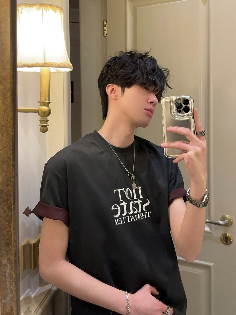 レトロ コントラストスリーブTシャツ