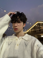 ダイヤチェック柄 ツイストポロセーター