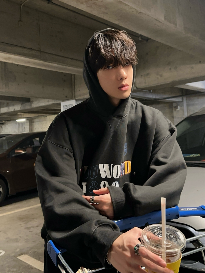 レトロ エンブレムバックプリント パーカー