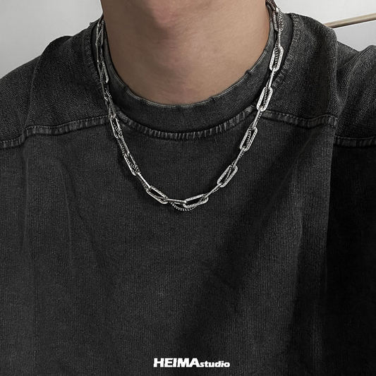 スネークテクスチャー ダブルチェーンネックレス