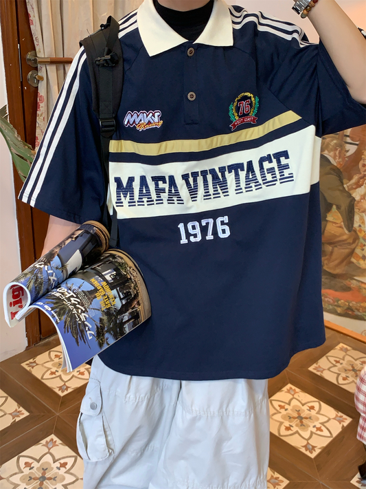 レトロ 1976 刺繍ゲームポロシャツ