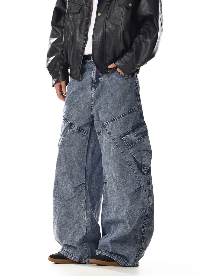 ポケット バレルレッグ カーゴデニムパンツ