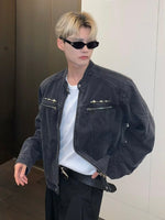 レトロウォッシュ ノーカラーデニムジャケット