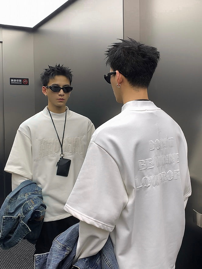 2層レイヤード モックネック 刺繍スウェットシャツ – KXCK