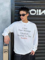 ラウンドネック レタリング ロングTシャツ