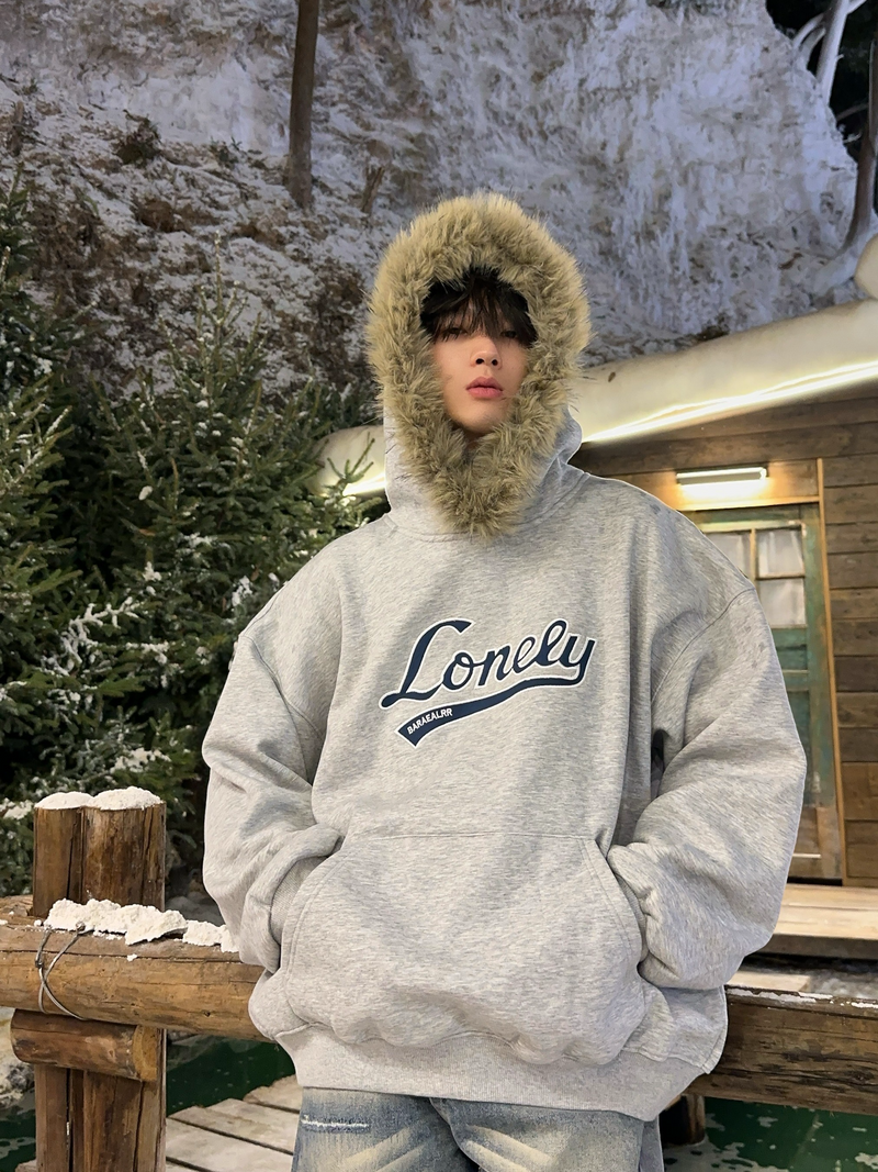 レトロ刺繍 ネックファーパーカー