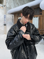 裏起毛ラムファー ウォーム PUレザージャケット